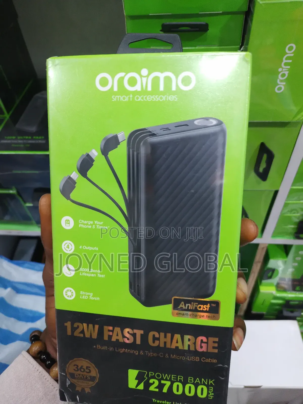 Oraimo 27000mah Powerbank With Inbuilt Cables
