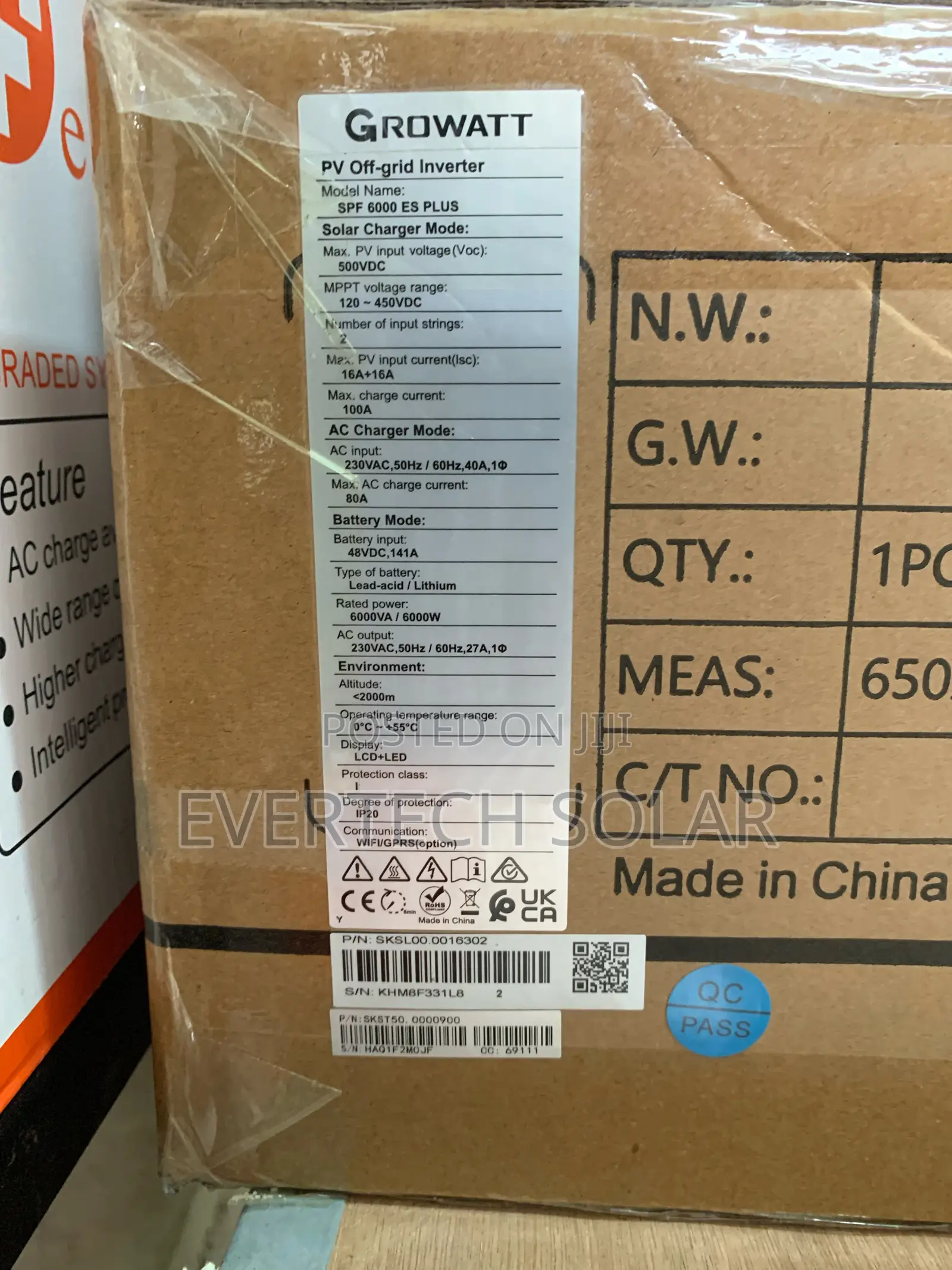 $Pf 6000 £S Plus Growatt Smart 6kva Hybrid 48v