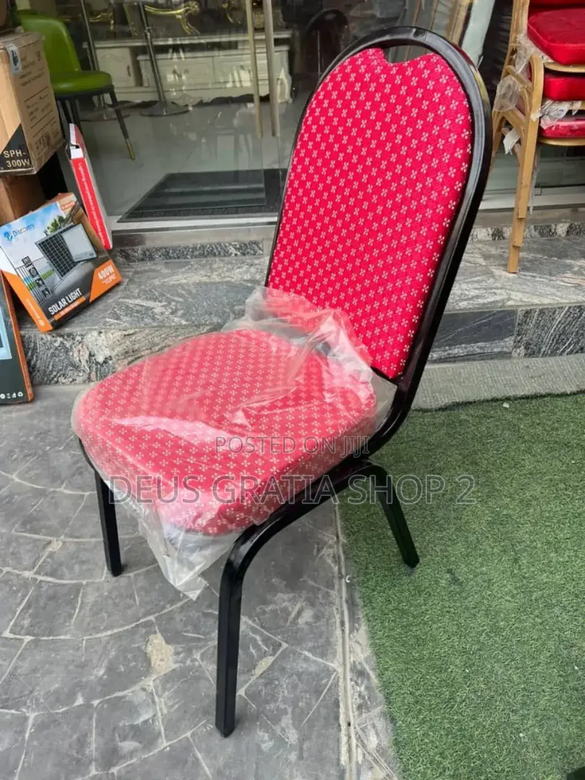 Red Banquet Chair With Black Frame