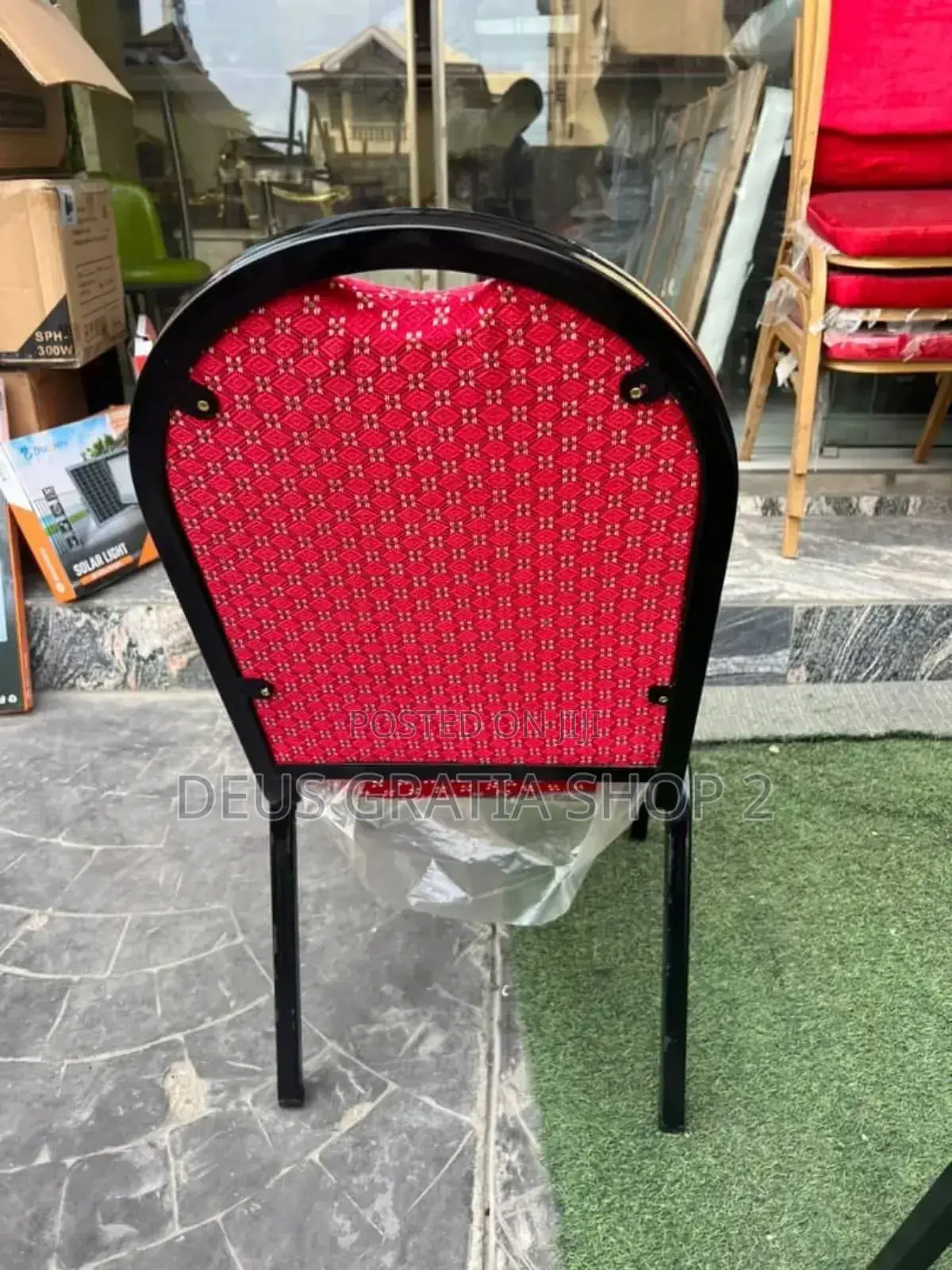 Red Banquet Chair With Black Frame