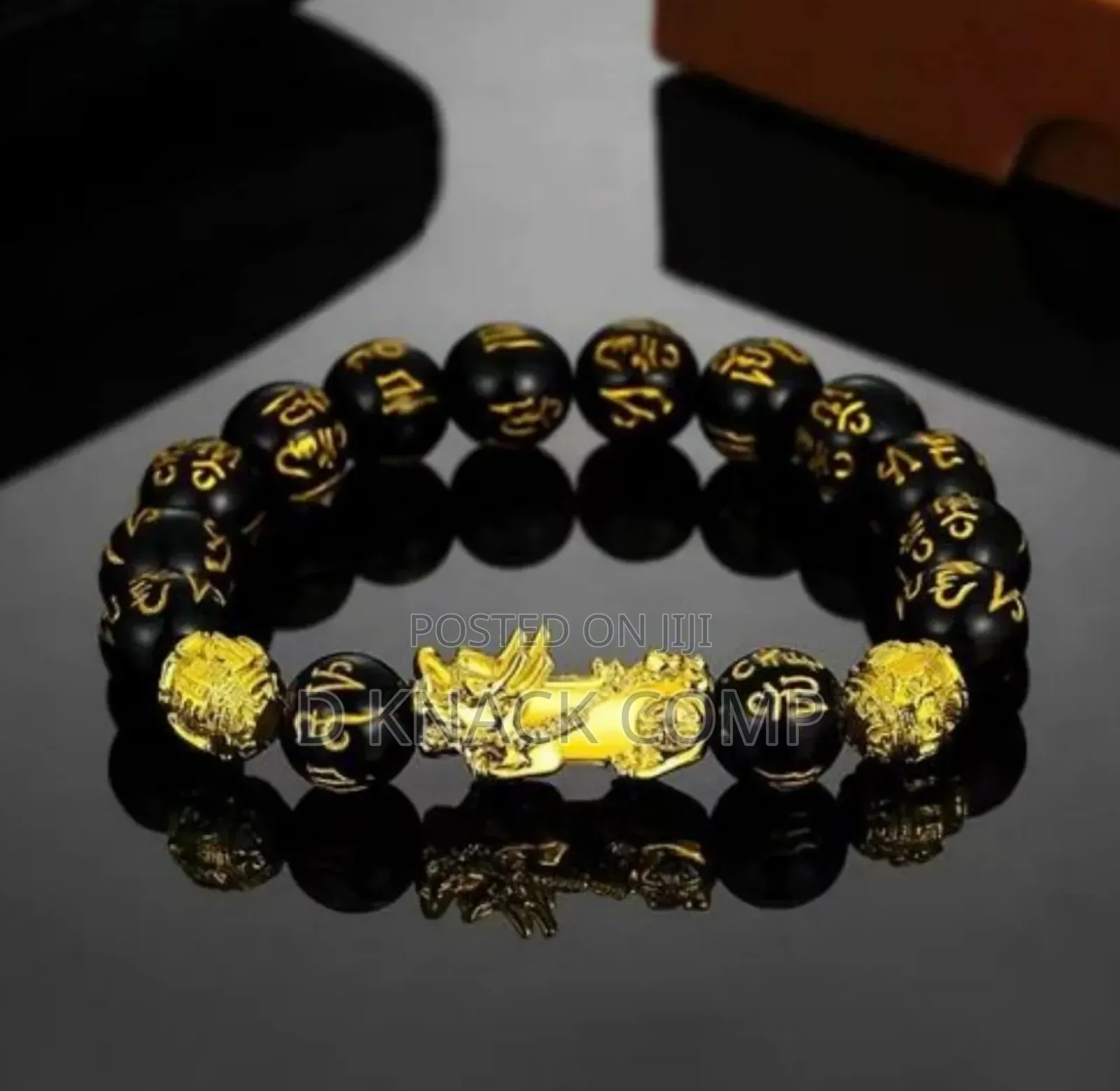 Feng Shui Pixiu Obsidian Stone Wealth Bracelet Ring Set