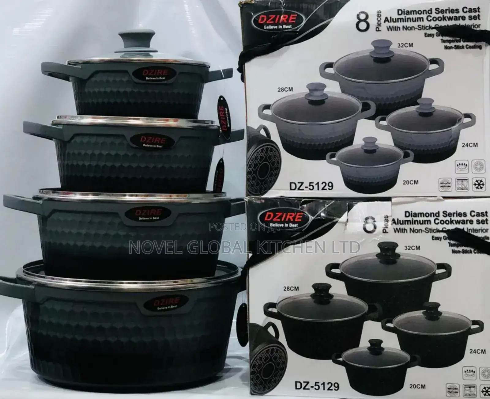 8 Pieces Diamond Series Cast Aluminium Cookware Set