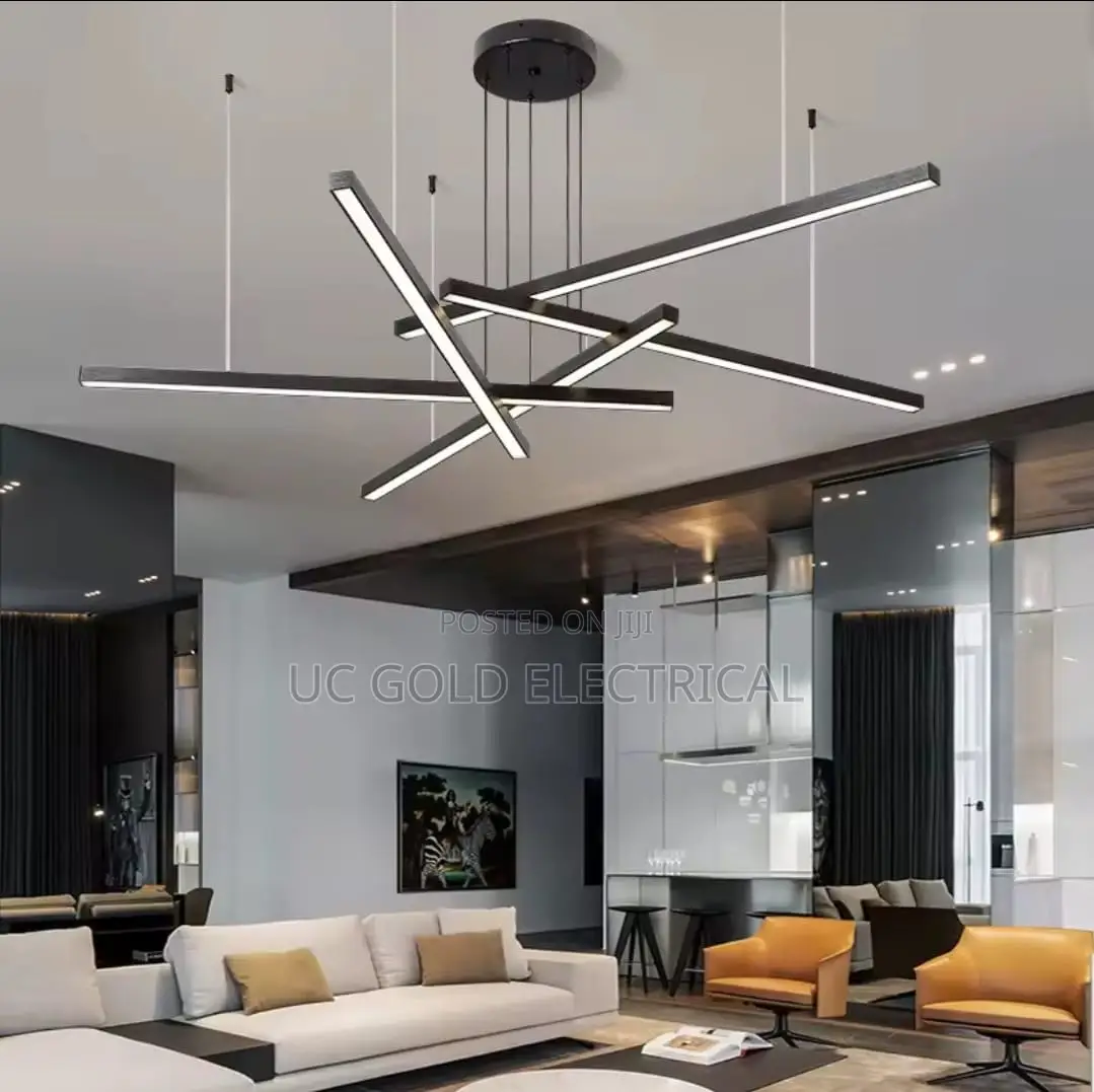 Modern Minimalist Led Pendant Light Golden/Black Long Line