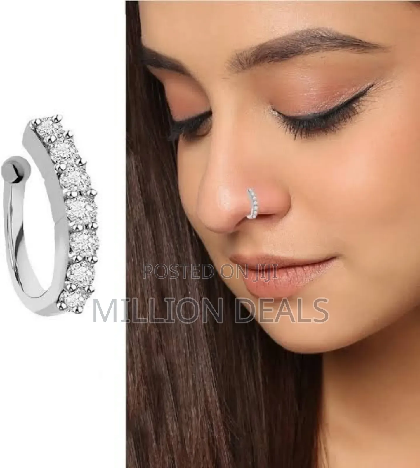 Magnetic Silver Iced Ladies Nose Ring