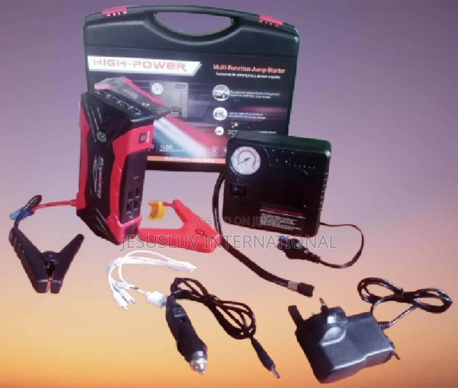 Jump Starter for Vehicle With Tyre Pump Compressor 12v