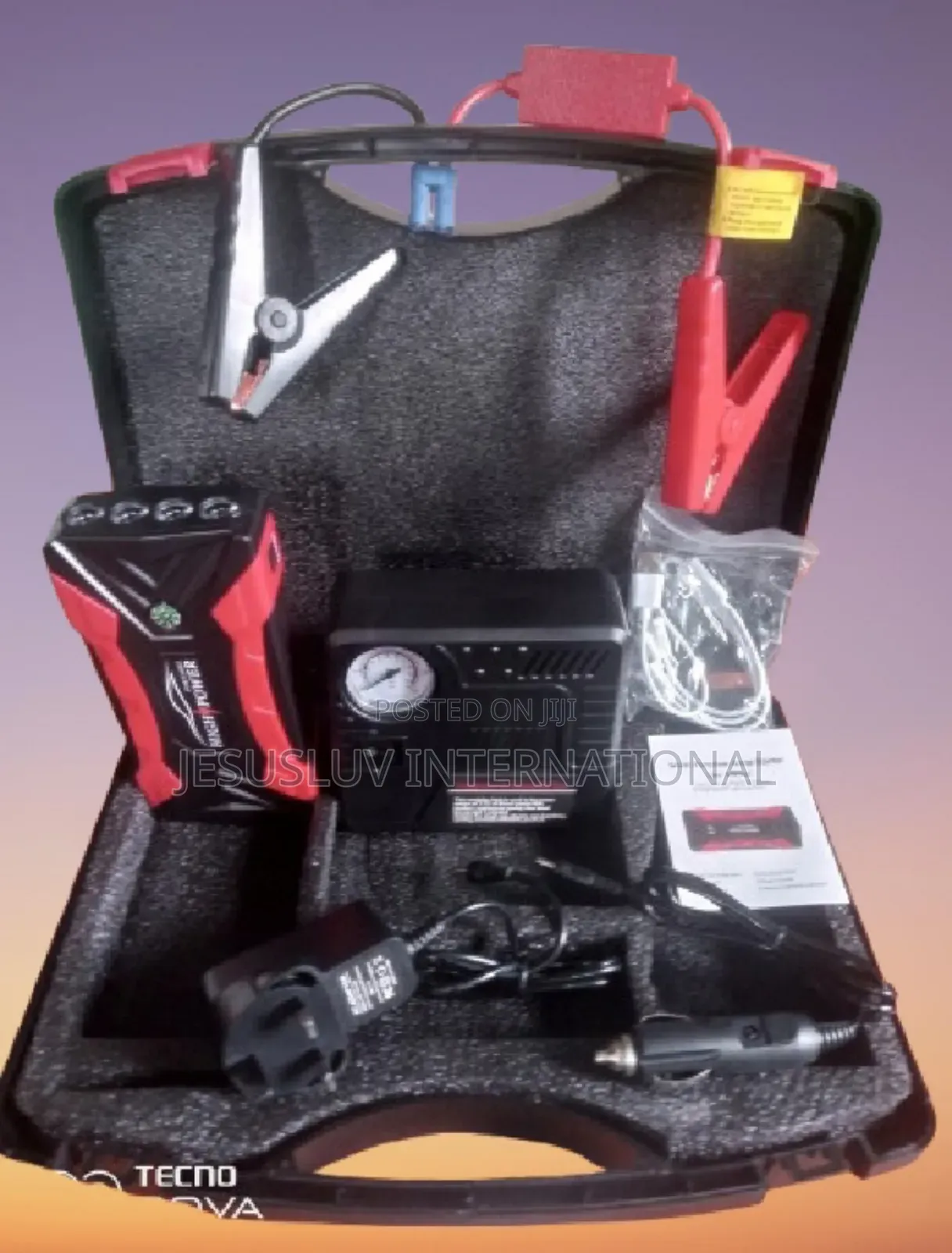 Jump Starter for Vehicle With Tyre Pump Compressor 12v
