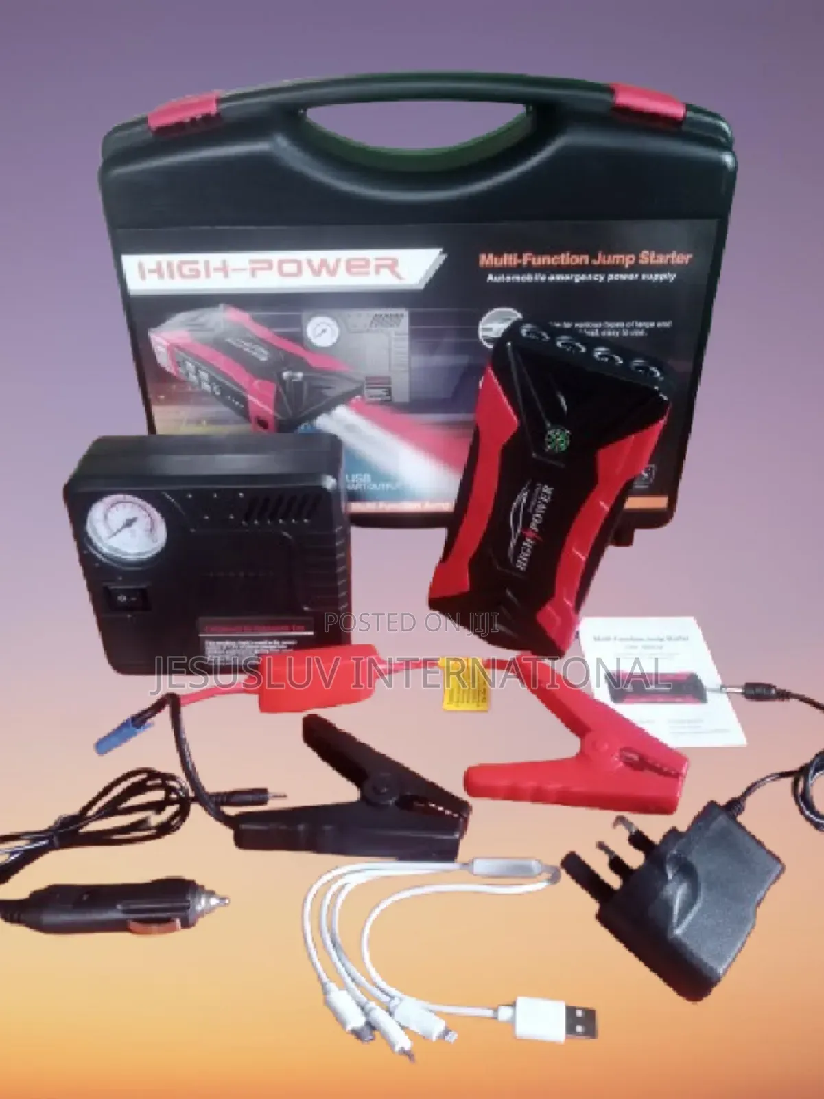 Jump Starter for Vehicle With Tyre Pump Compressor 12v