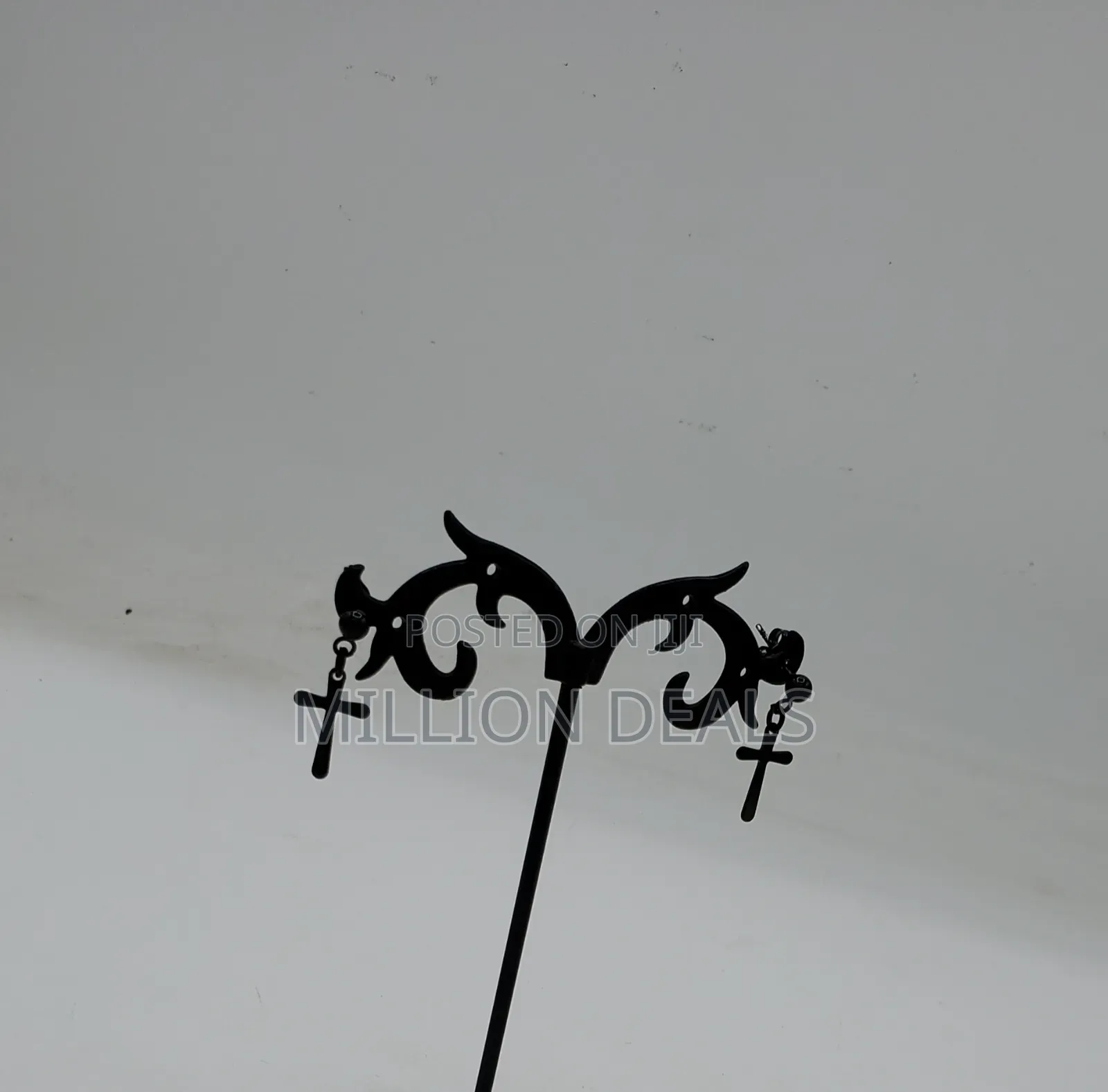 Punk Black Cross Men’S Earrings