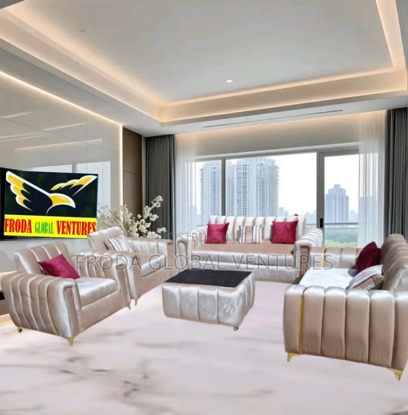 Abuja Quality Furniture of 7 Seaters Sofa Chairs, Table. Aq1