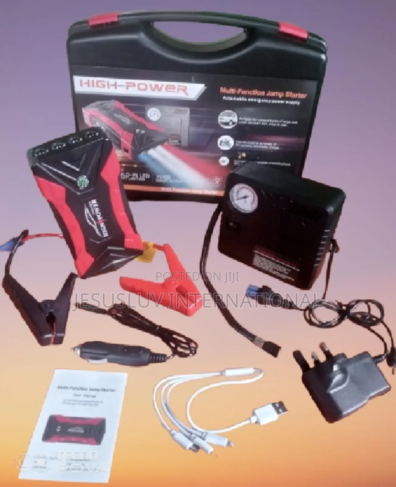 Lithium Jump Starter Backup Power Bank With Tyre Inflator12v