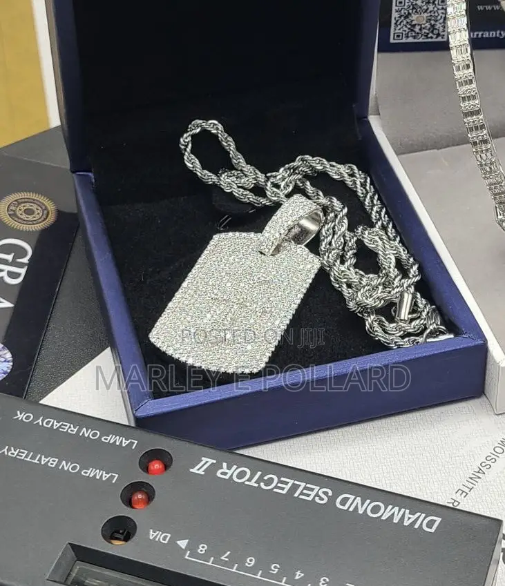 Cross Tag Vvs1 Moissanite Diamond 925 Sterling Chain