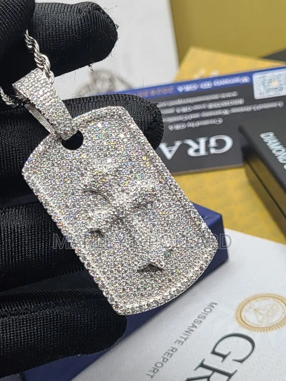 Cross Tag Vvs1 Moissanite Diamond 925 Sterling Chain