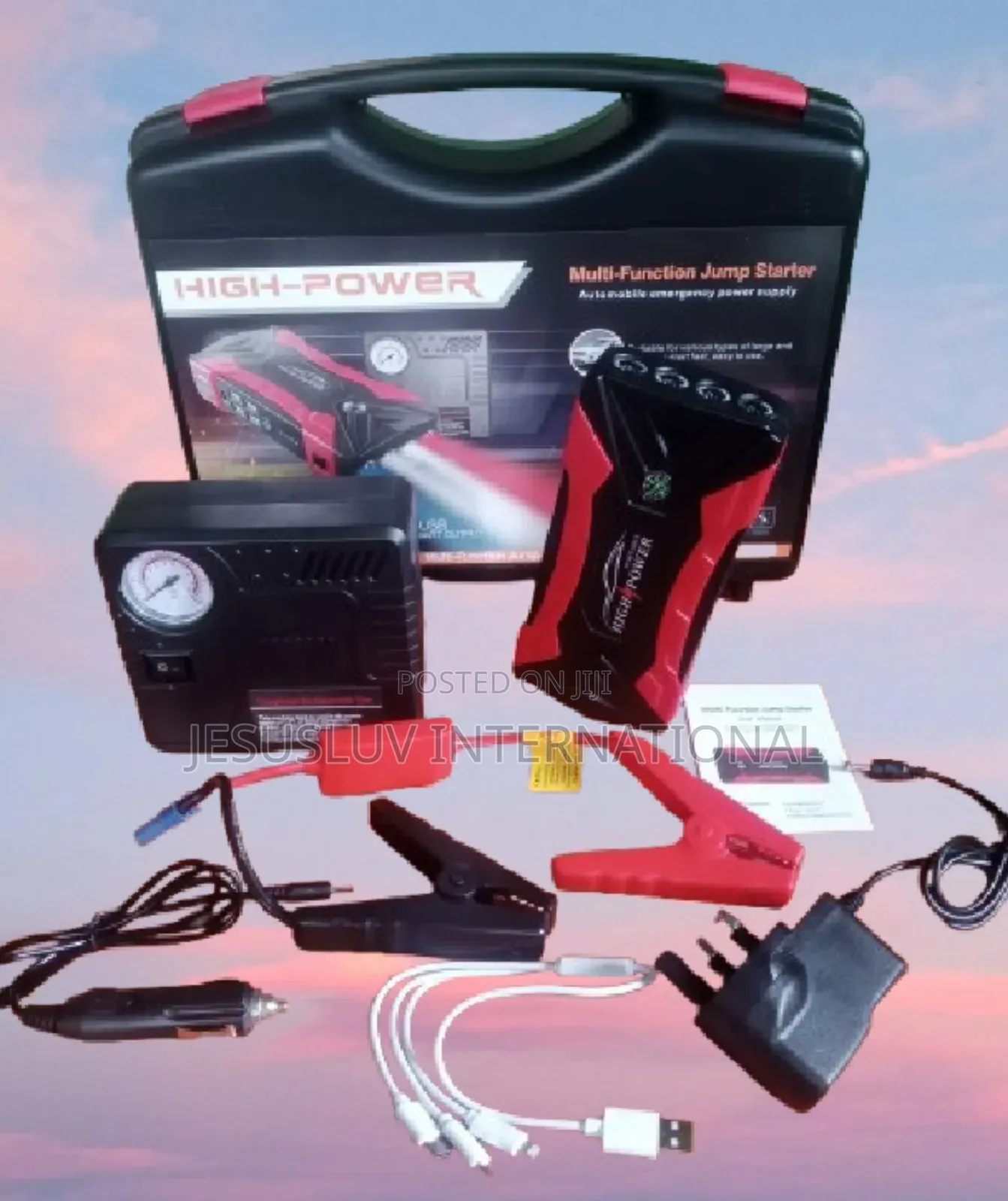 Emergency Car Battery Jump Starter With Air Tyre Pump 12v