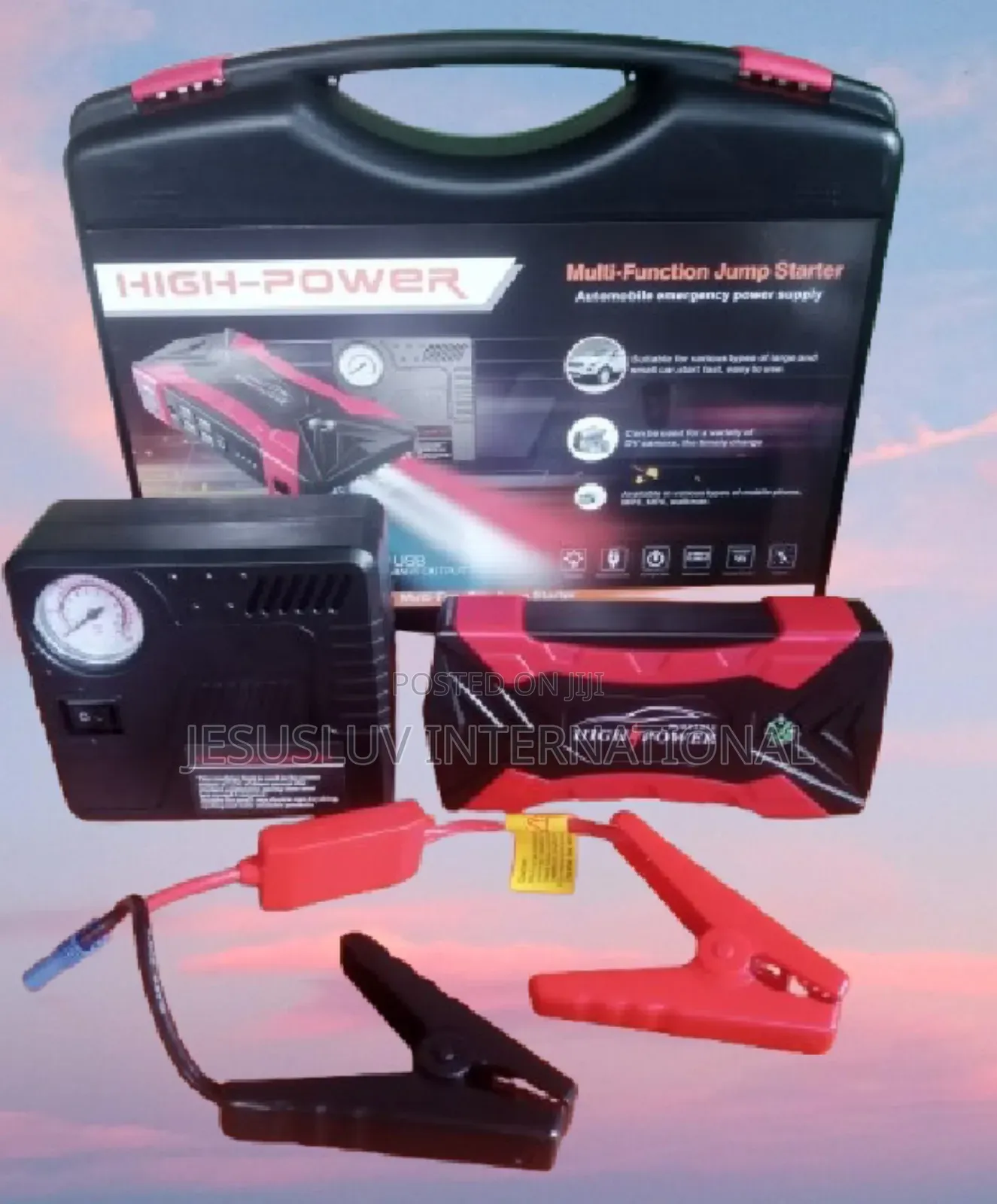 Emergency Car Battery Jump Starter With Air Tyre Pump 12v