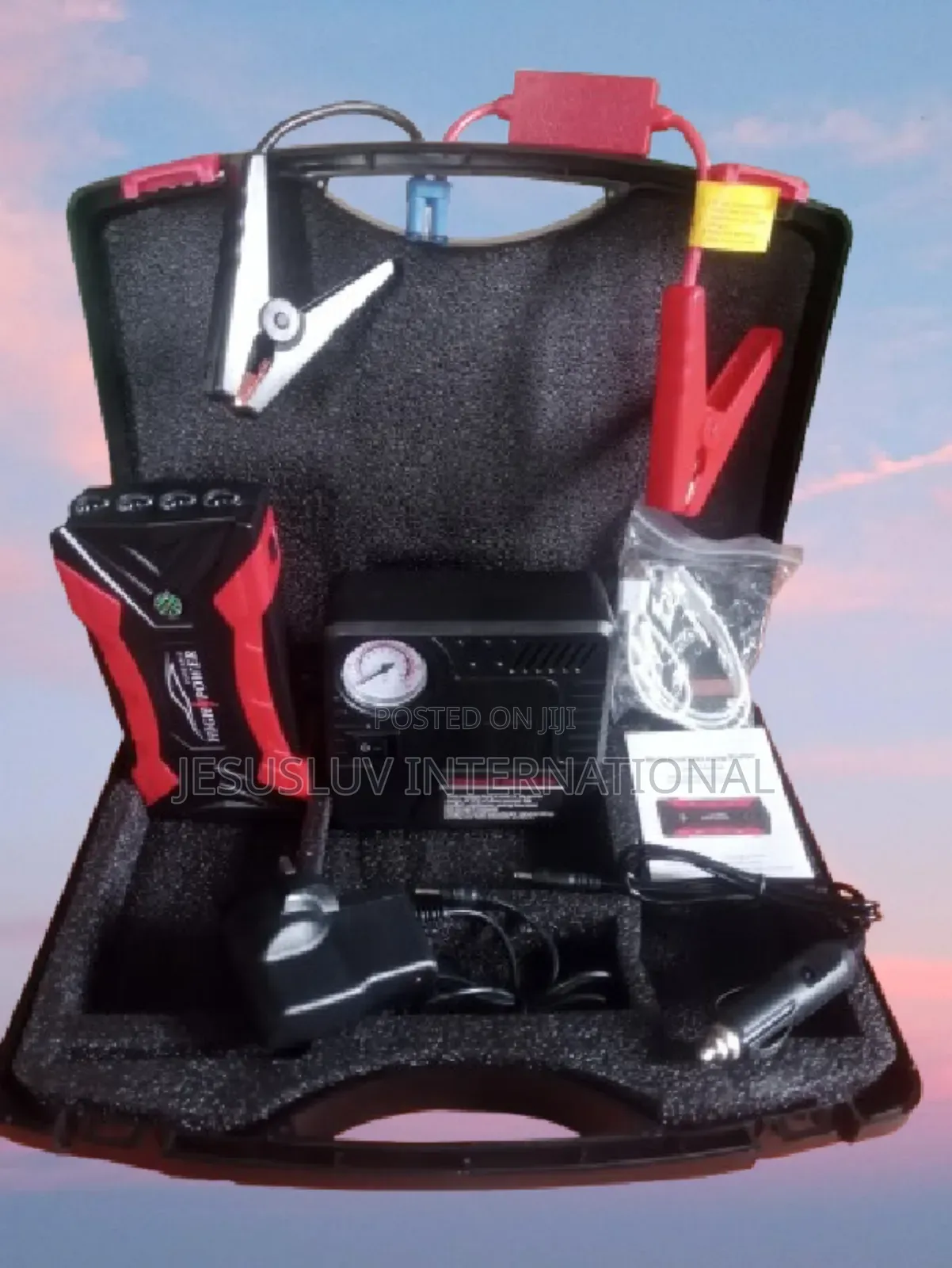 Emergency Car Battery Jump Starter With Air Tyre Pump 12v