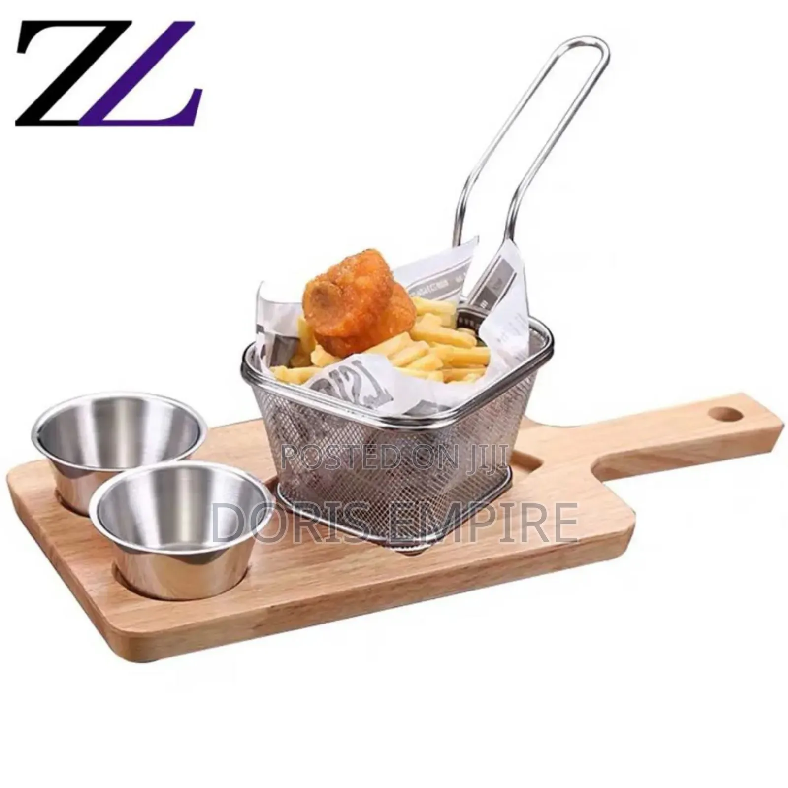 Qaulity Wooden Chips Plater Board Basket and Souce Bowl