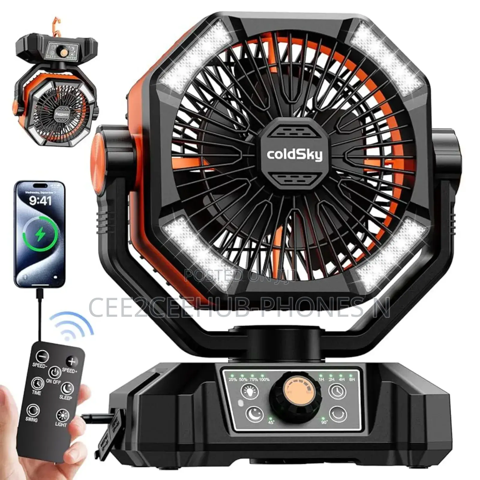Coldsky 20,000mah Camping Fan With Dual Motor and 4 Led