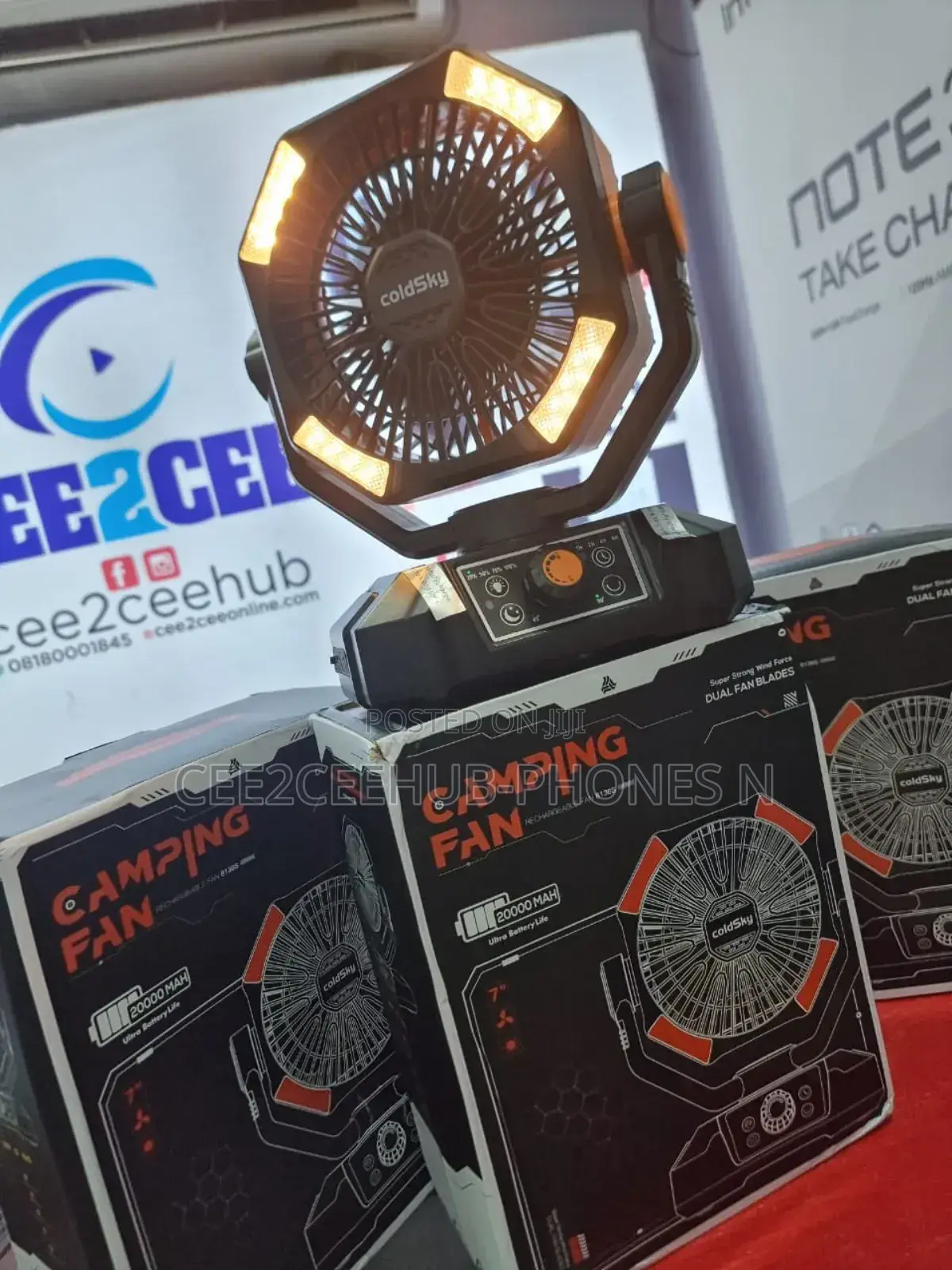 Coldsky 20,000mah Camping Fan With Dual Motor and 4 Led