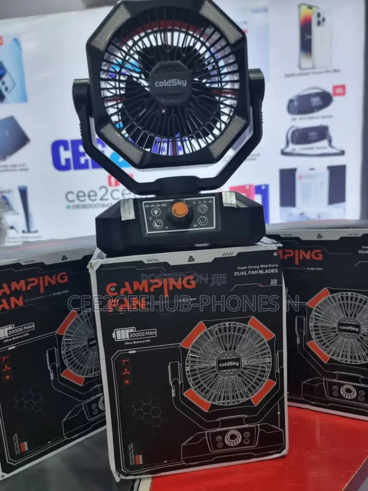 Coldsky 20,000mah Camping Fan With Dual Motor and 4 Led