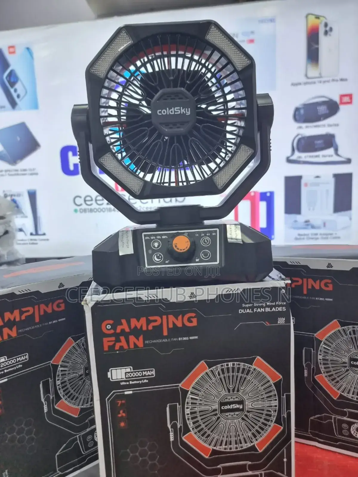 Coldsky 20,000mah Camping Fan With Dual Motor and 4 Led