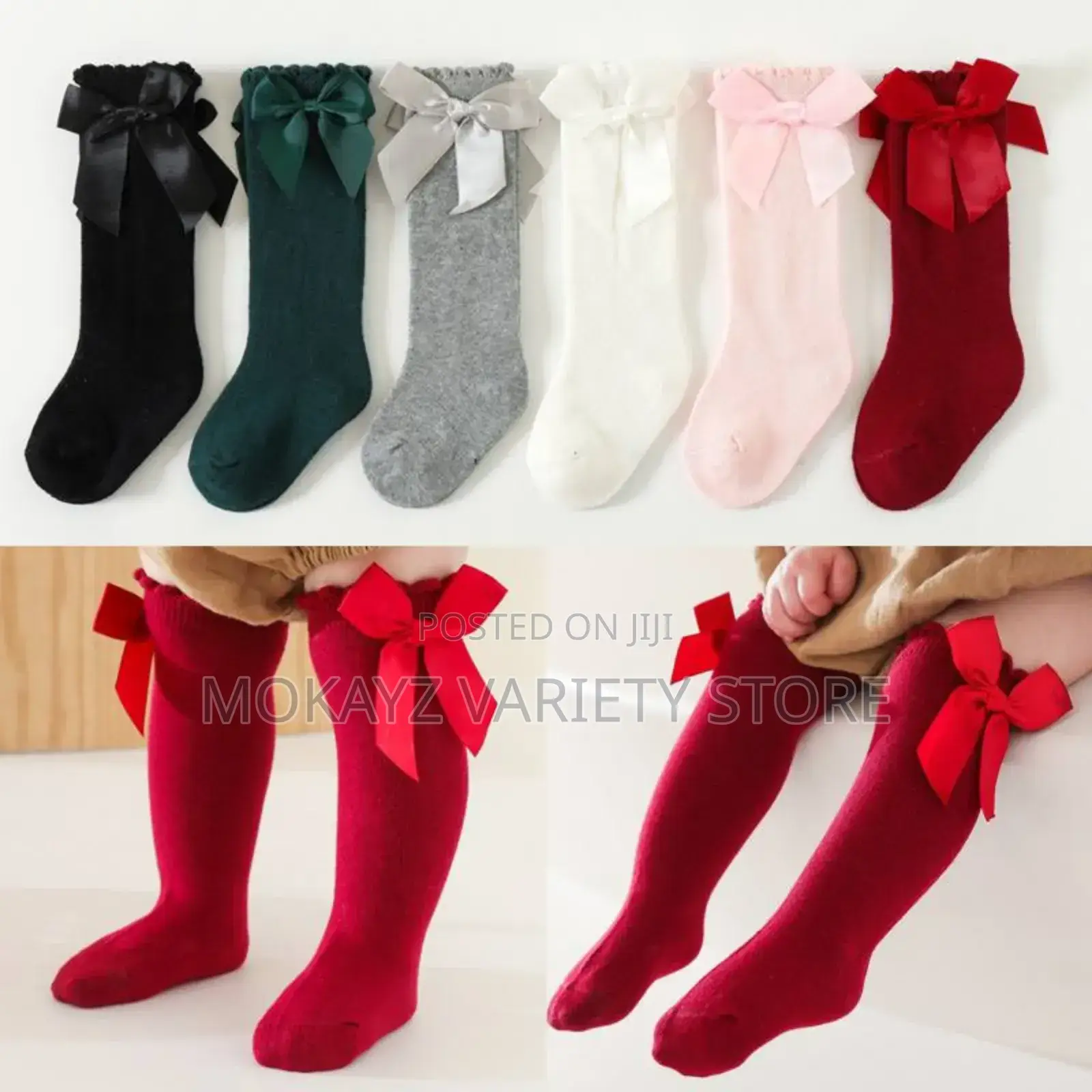 Newest Design Kid Girls Fashion Long Socks With Side Bowtie