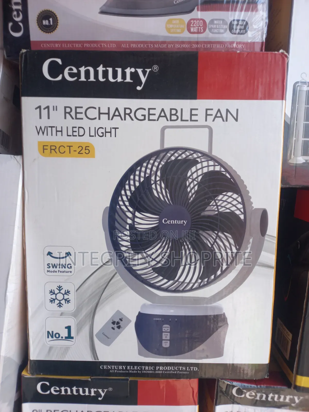 Century 11" Rechargeable Fan With Led Light