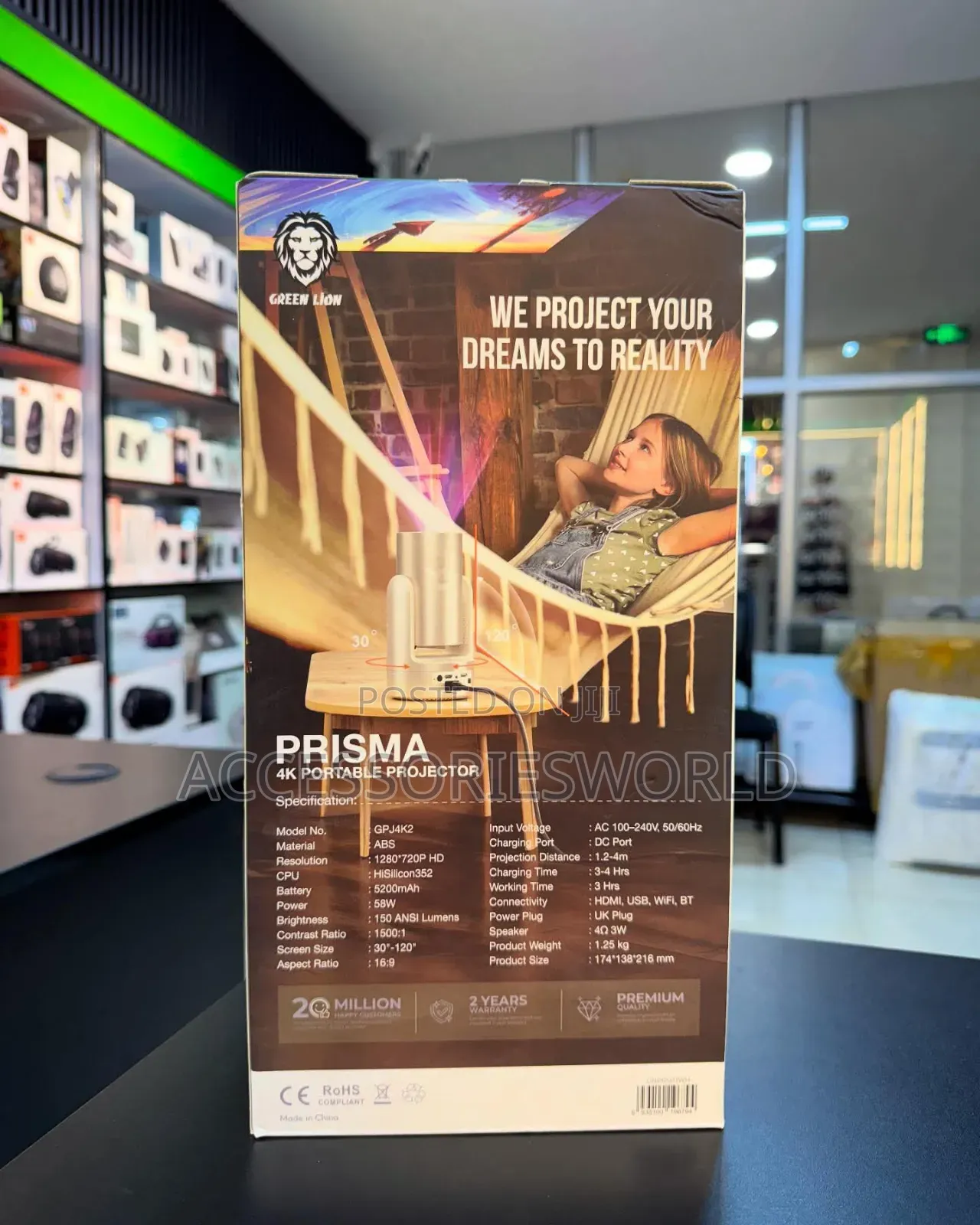 Green Lion Prisma 4k Projector With 5200mah Battery Capacity