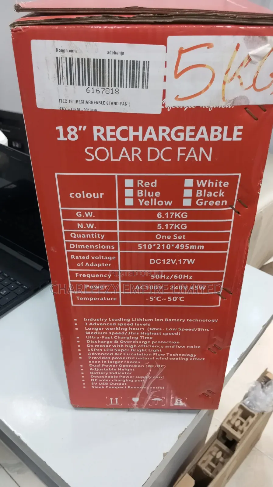 18, Rechargeable Fan