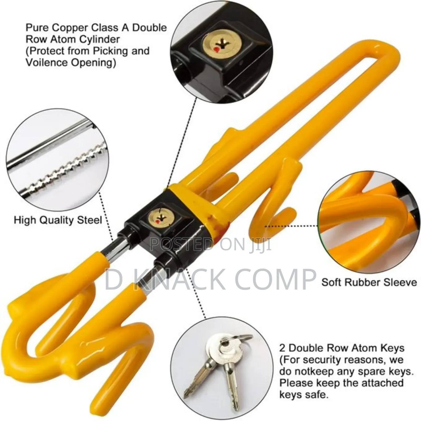 Car Steering Wheel Lock, 2 Keys