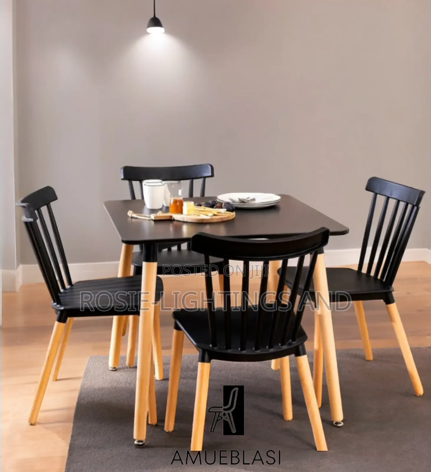 Square 80cm X 80cm MDF Wooden Dinning Table With 4 Chairs