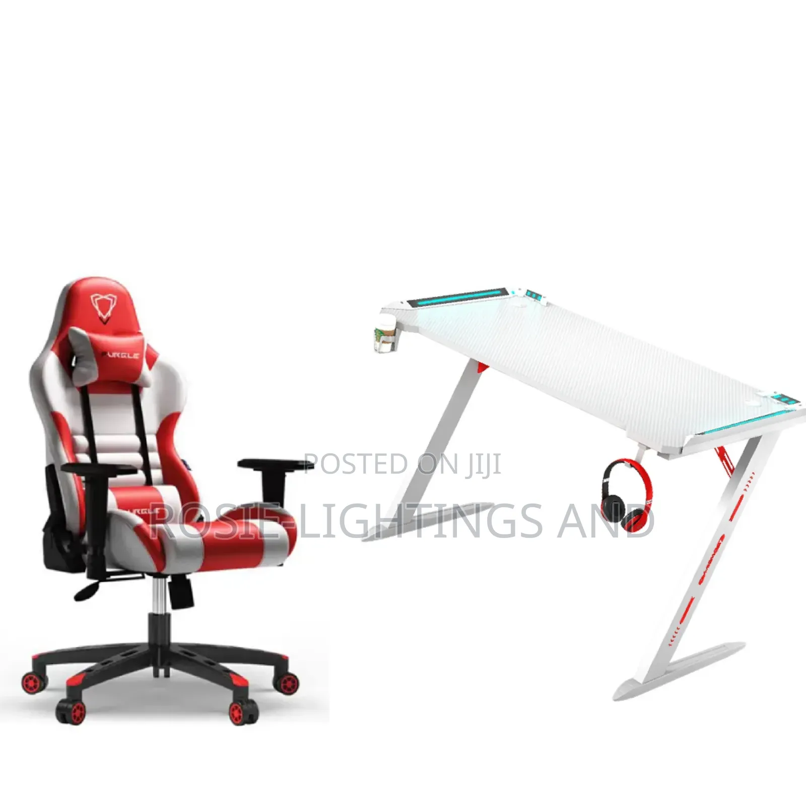 Red White Gaming Chair White Gaming Table