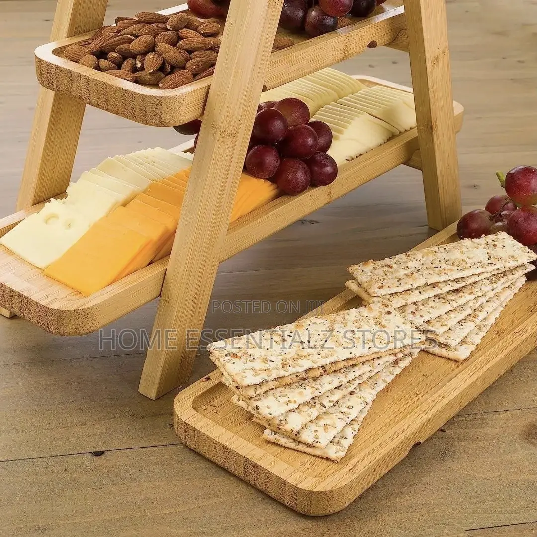 All Wood Multifunctional 3-Tier Buffet Platter