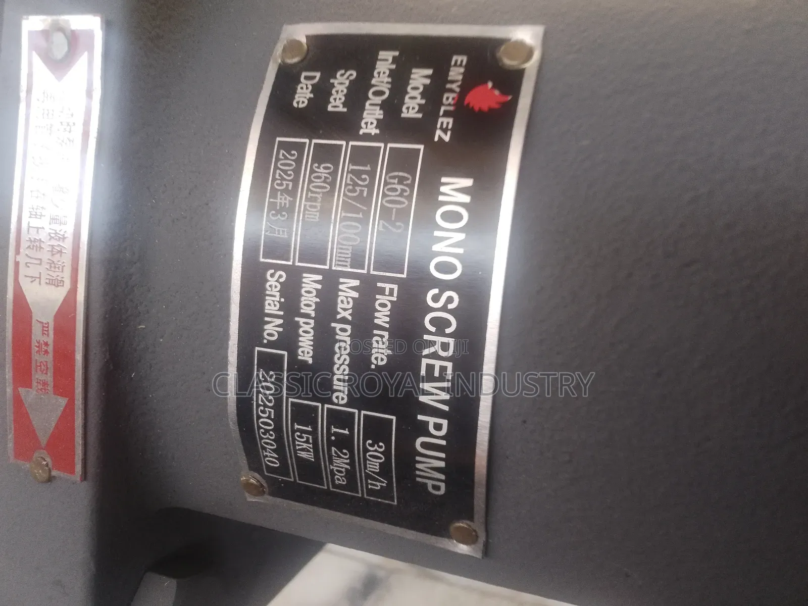 Stainless Mono Pump 30m/H 5by4" Inches