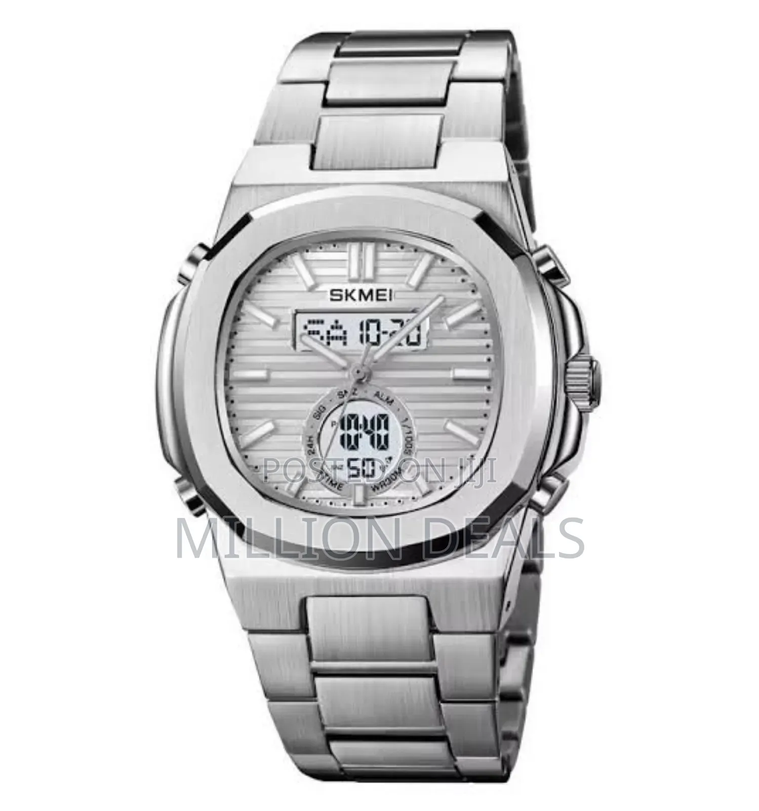 Polished Silver Waterproof Men's Wrist Watch