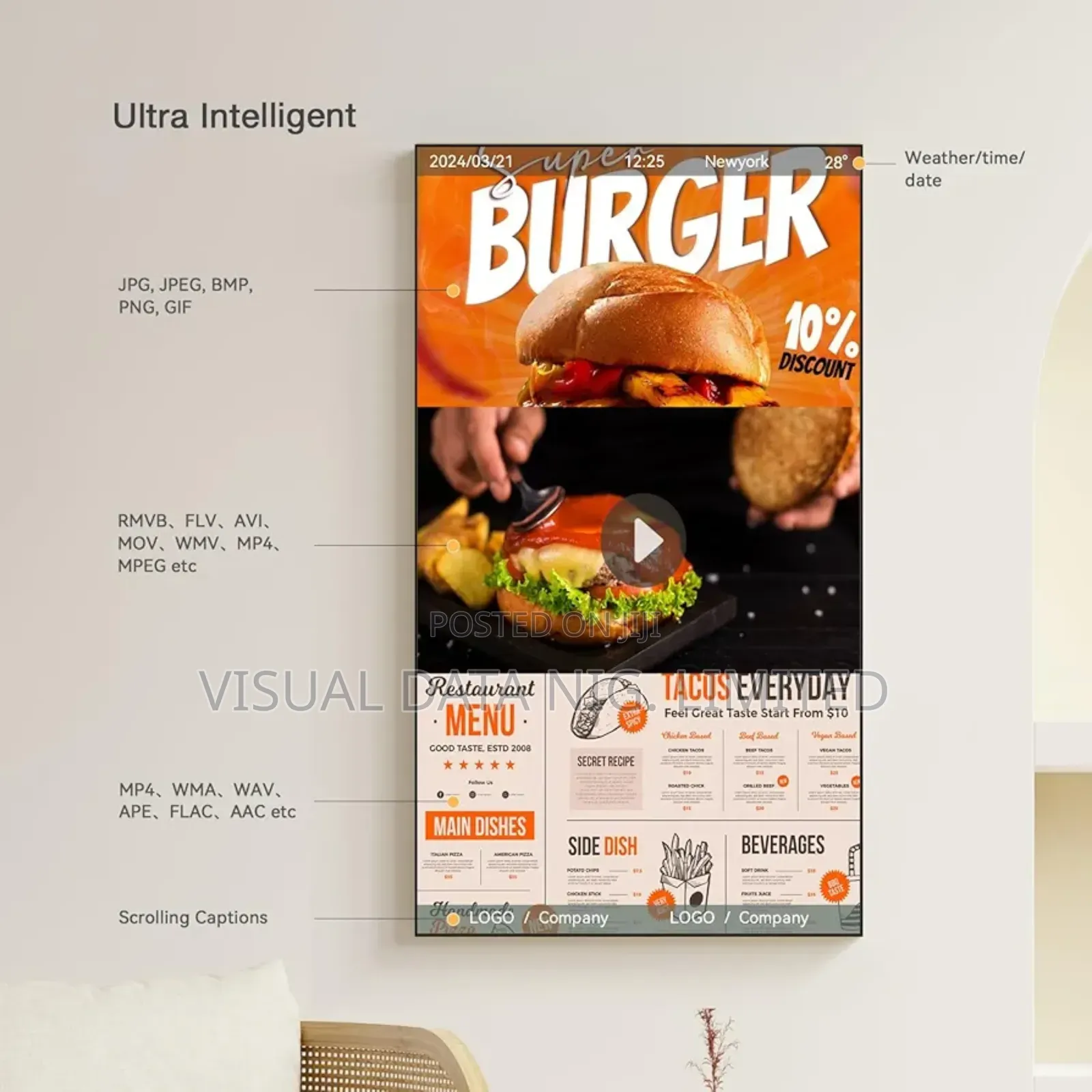 55 Inches Wall Mounted Advertising Signage