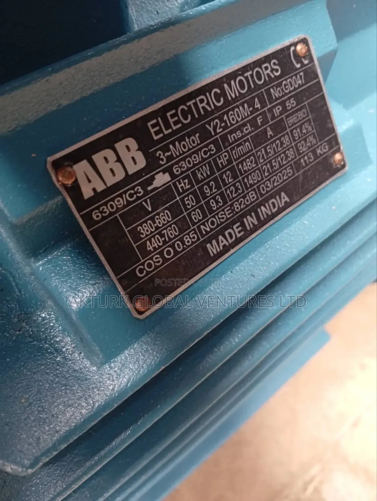 Abb Electric Motor Brand New 1460 RPM Normal Speed