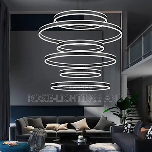 Luxury Nordic 6 Rings Chandelier In Black