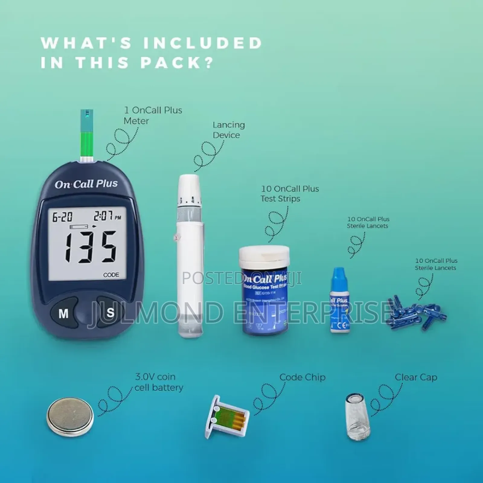 On Call Plus Glucometer With 10 Strips