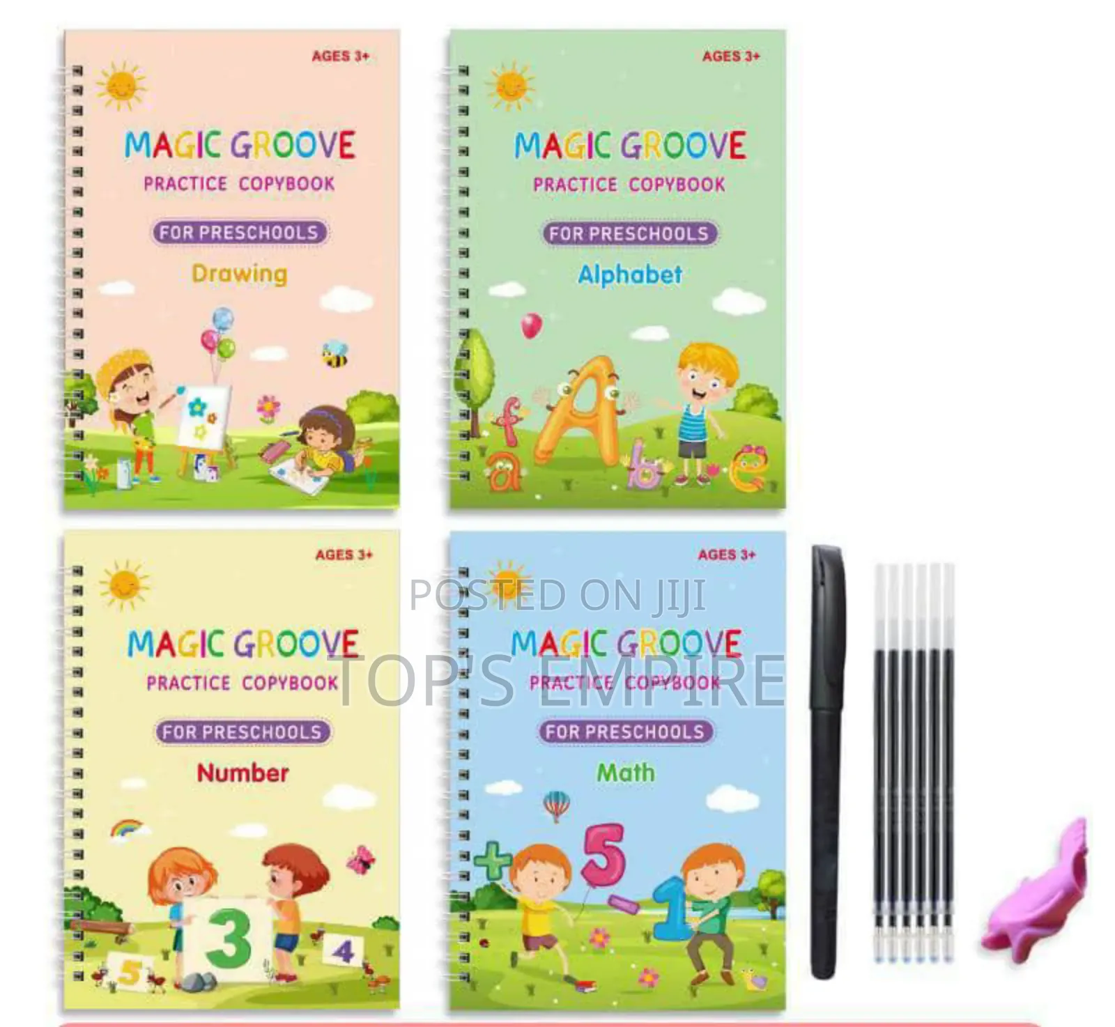 Magic Copybook Set – 4 Books + Pen Reusable Writing Kit