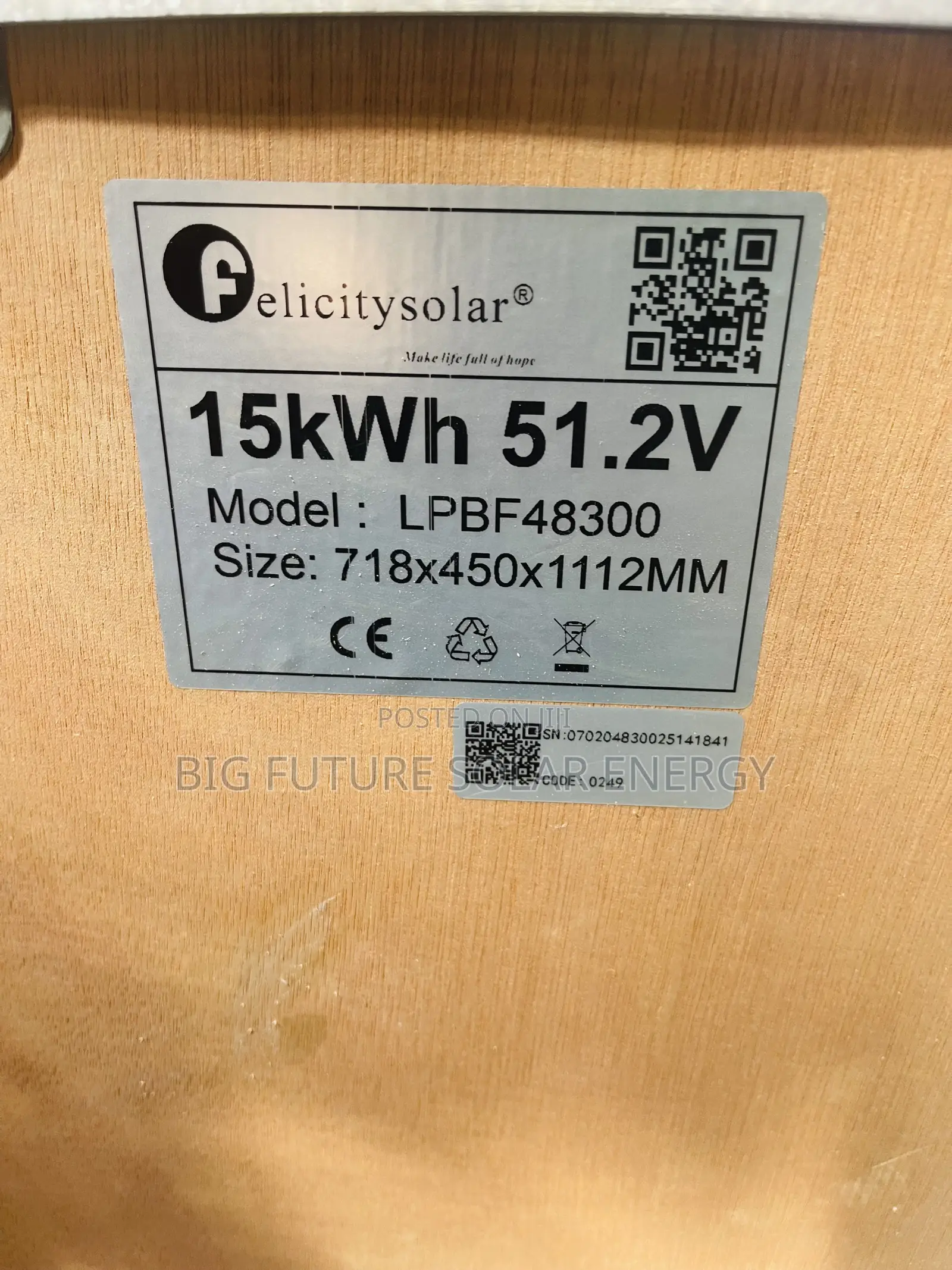 15kwh Felicity Lithium Battery 51.2v