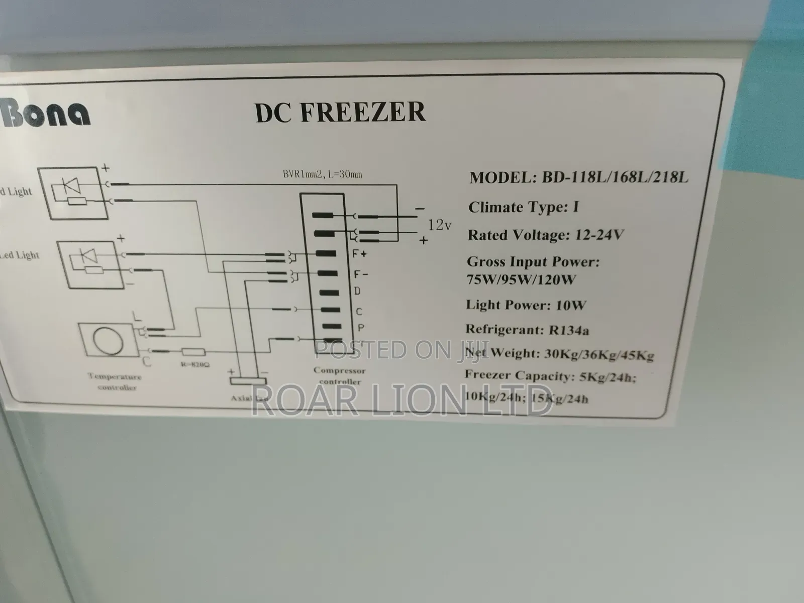 168l Bona Solar Freezer