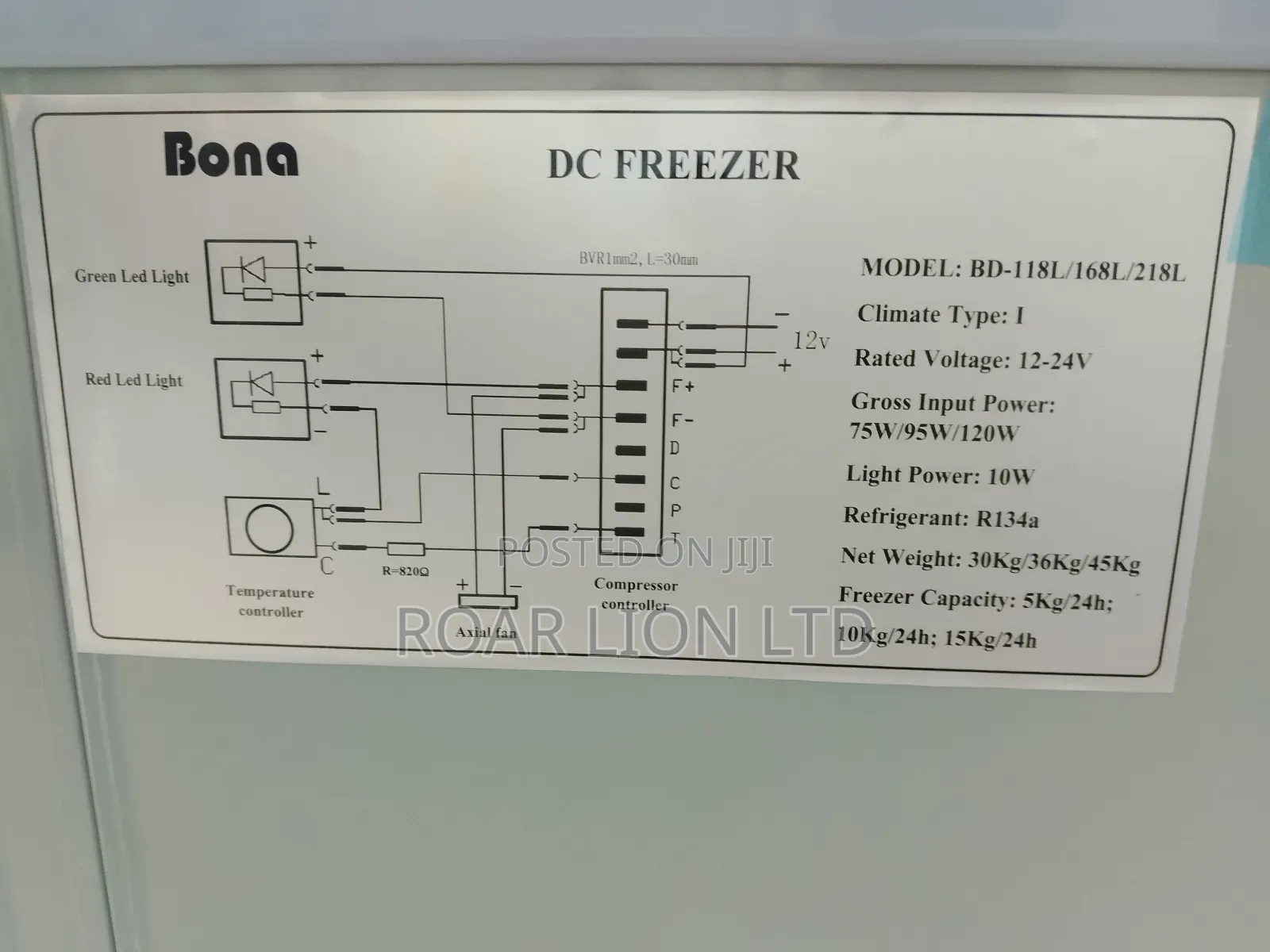 168l Bona Solar Freezer