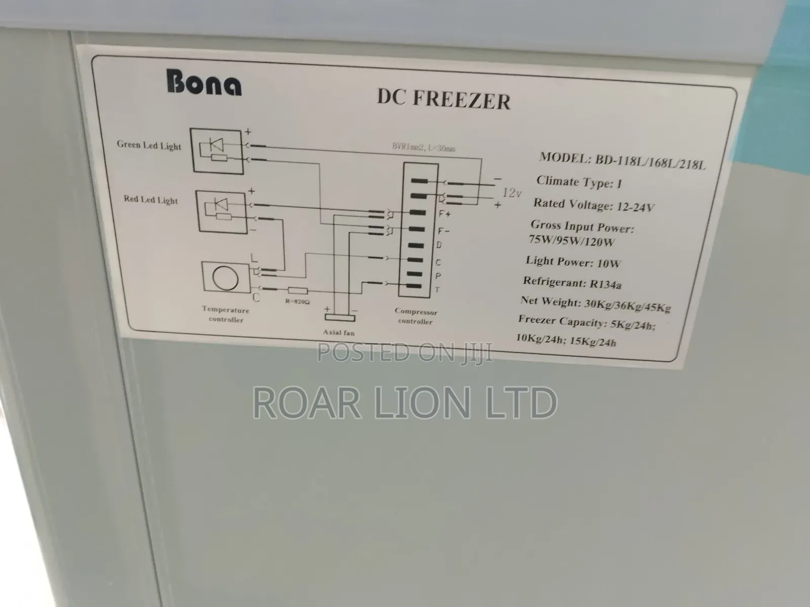168l Bona Solar Freezer