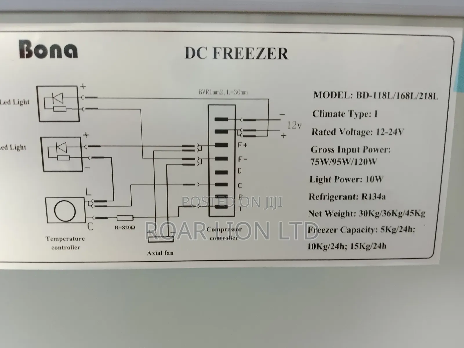 168l Bona Solar Freezer