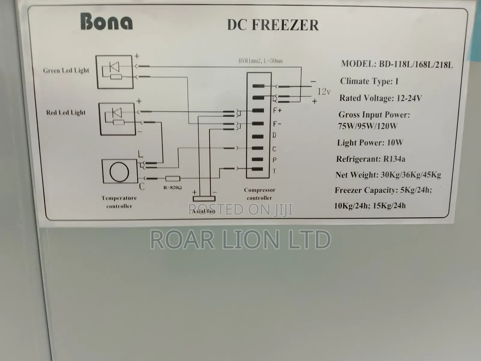 168l Bona Solar Freezer