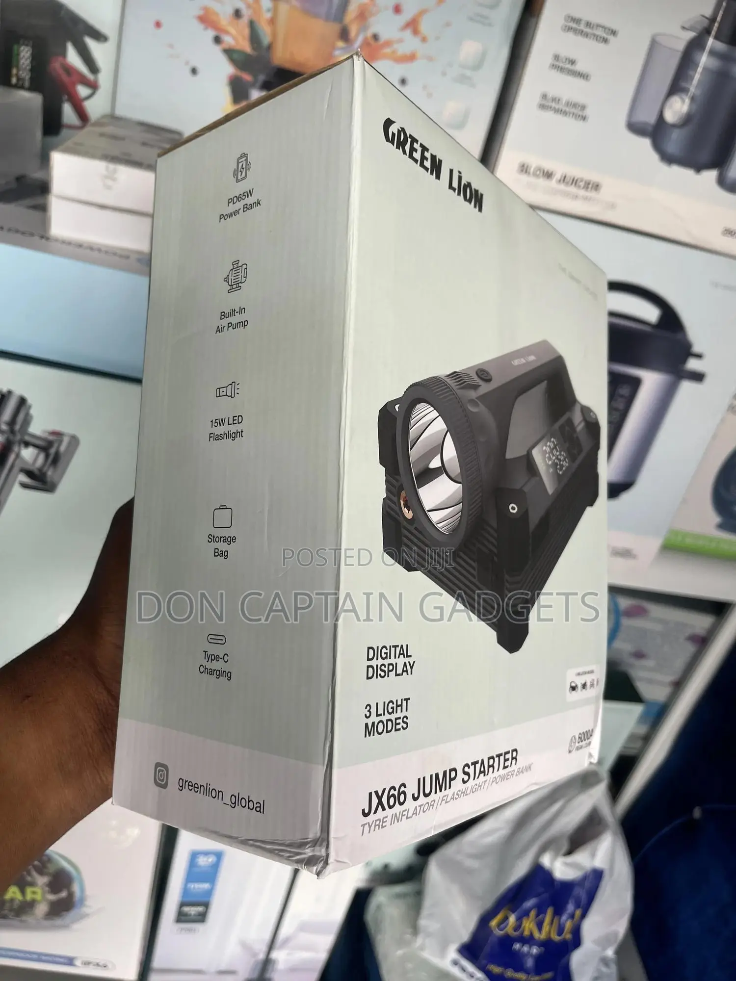 Green Lion Car Jump Starter Tire Air Pump / 6000a / 24000mah