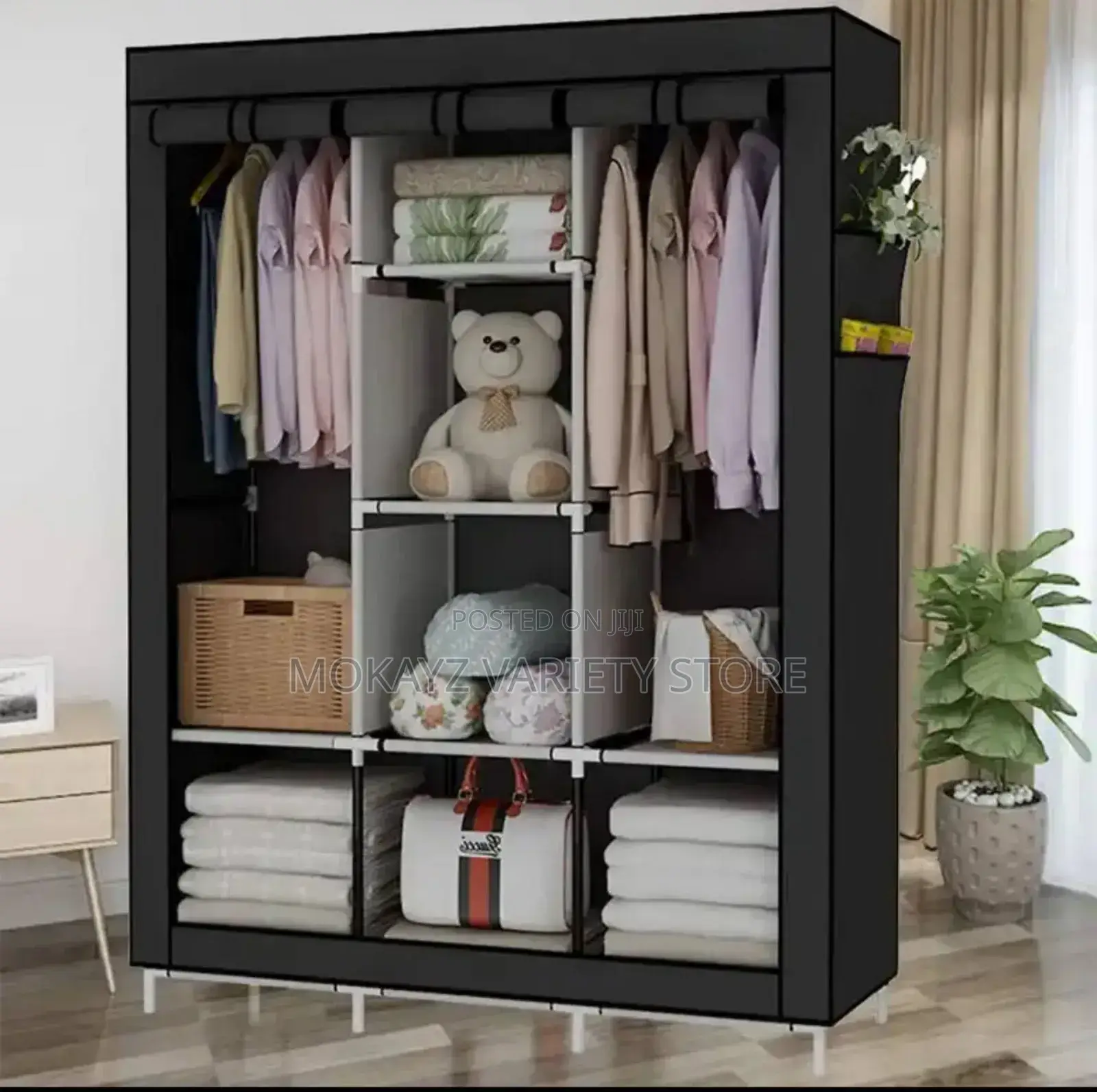 8 Compartments Cloth Storage Wardrobe (Size: 130x45x175)