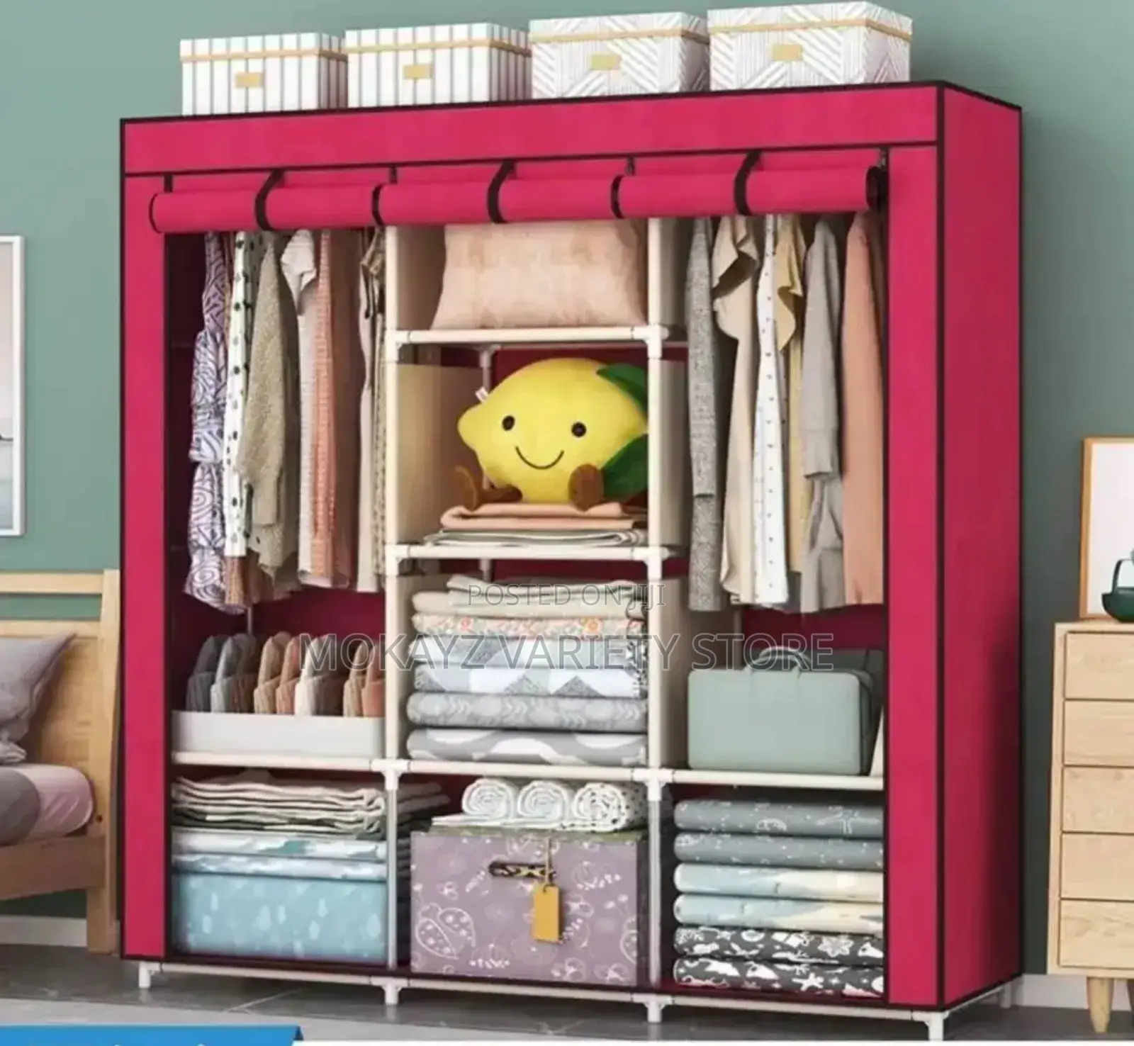 8 Compartments Cloth Storage Wardrobe (Size: 130x45x175)