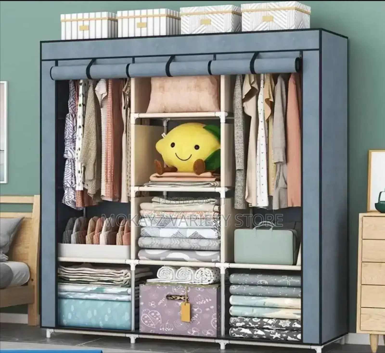 8 Compartments Cloth Storage Wardrobe (Size: 130x45x175)