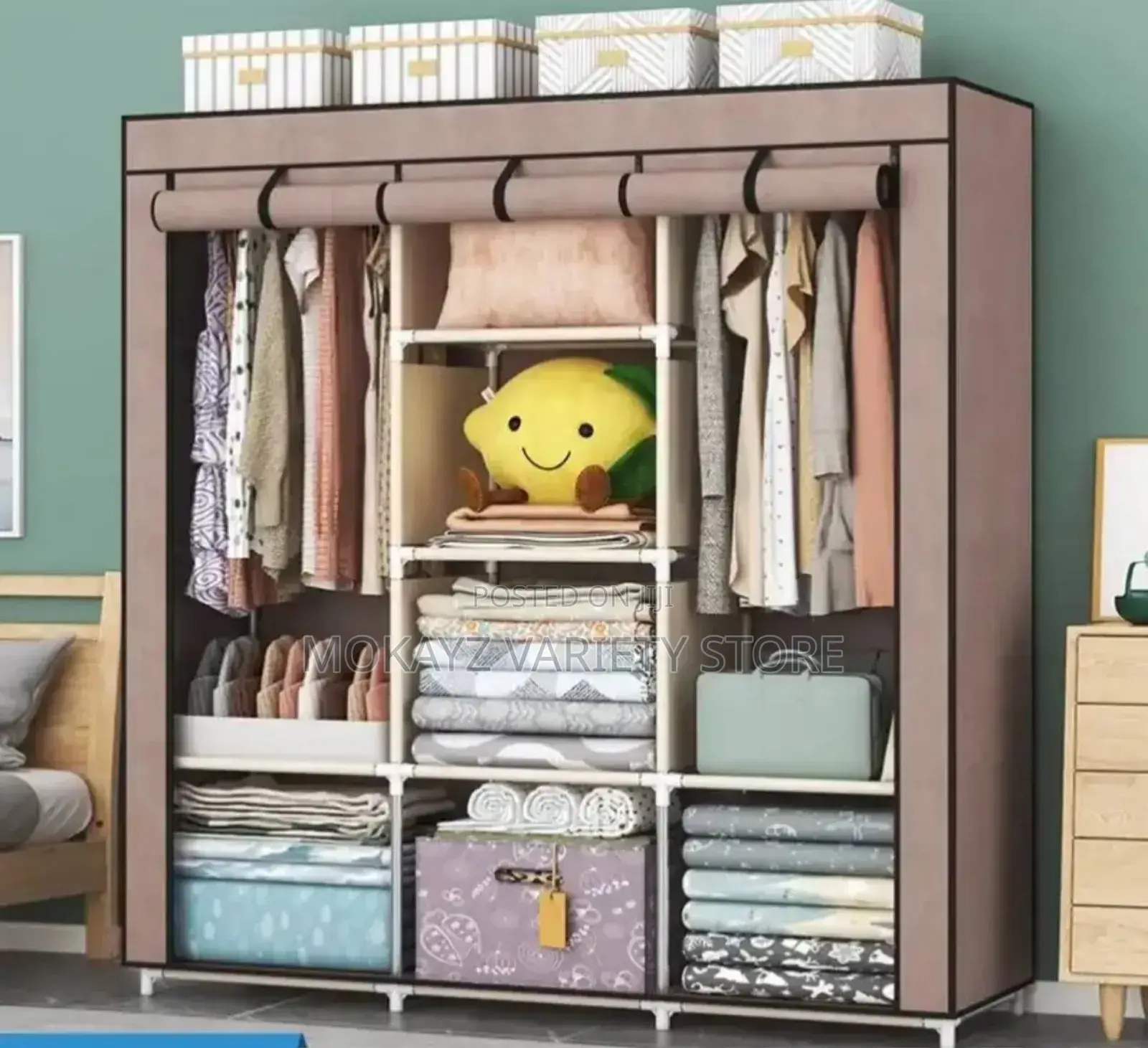 8 Compartments Cloth Storage Wardrobe (Size: 130x45x175)